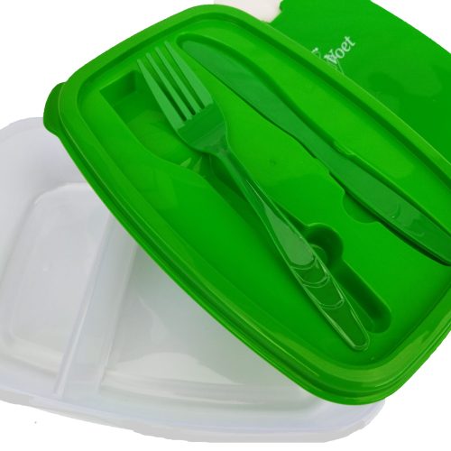 Lunchbox met geïntegreerd bestek